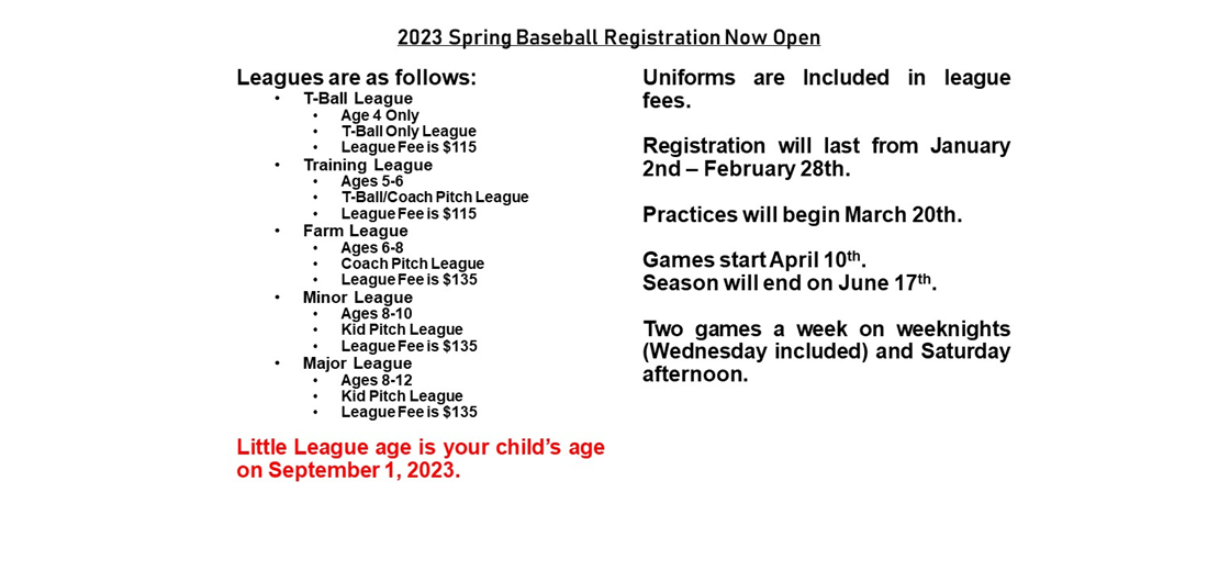 2023 Spring Baseball