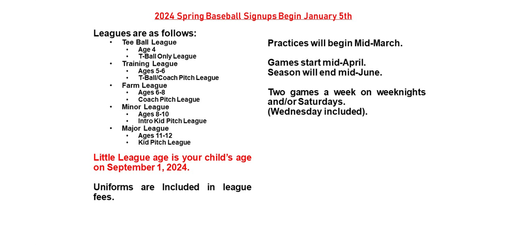 2024 Spring Baseball