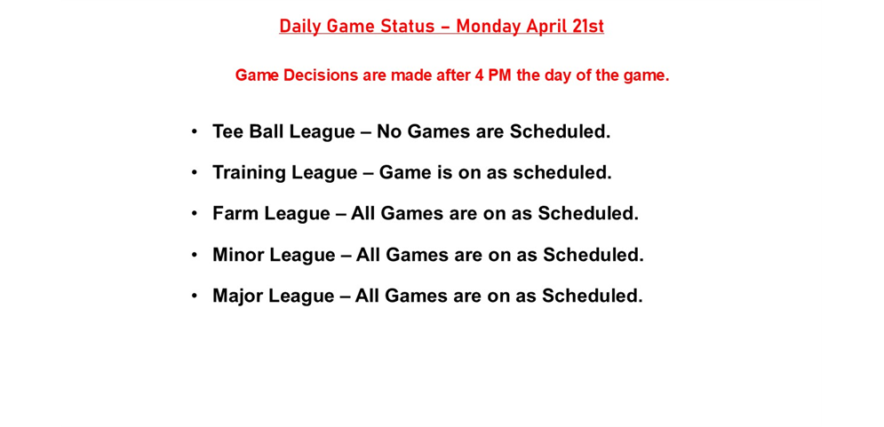 Daily Game Status