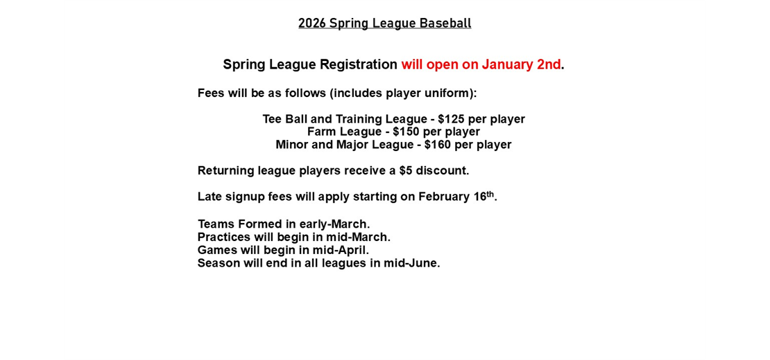 Spring Baseball Signups
