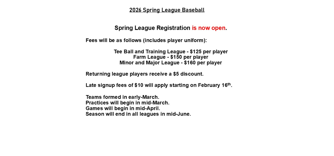 Spring Baseball Signups