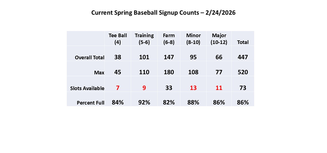 Spring Baseball Counts