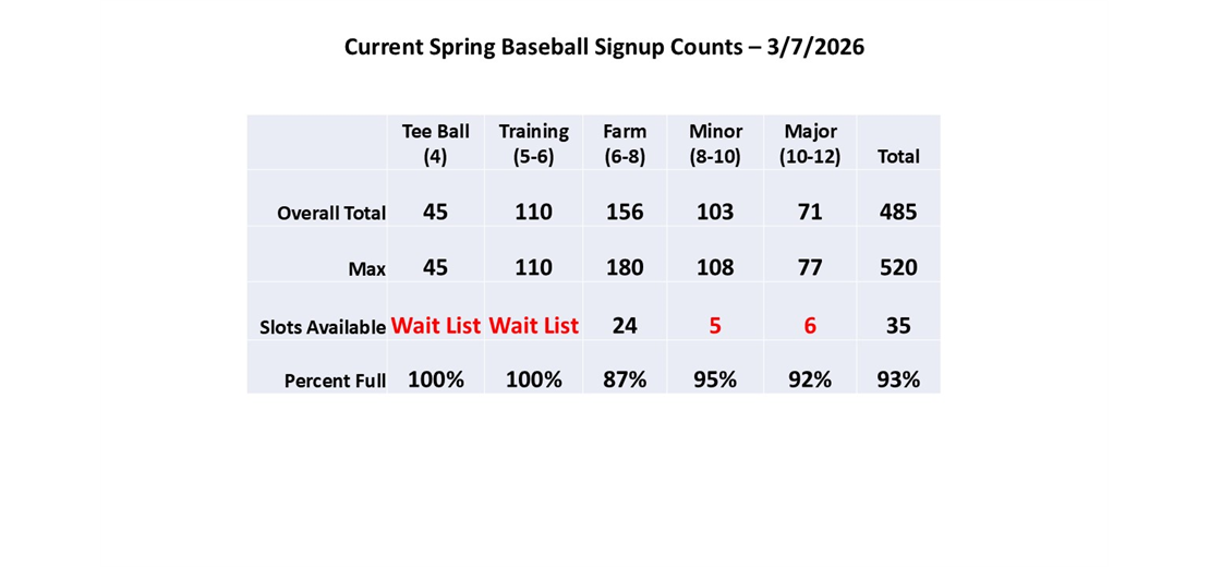 Spring Baseball Counts