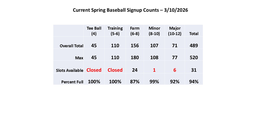 Spring Baseball Counts
