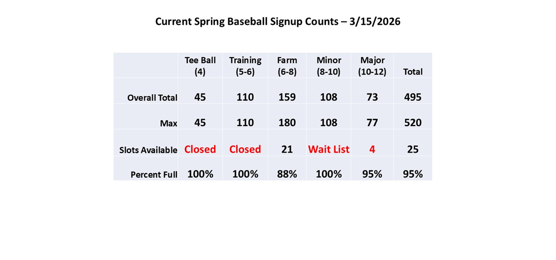 Spring Baseball Counts