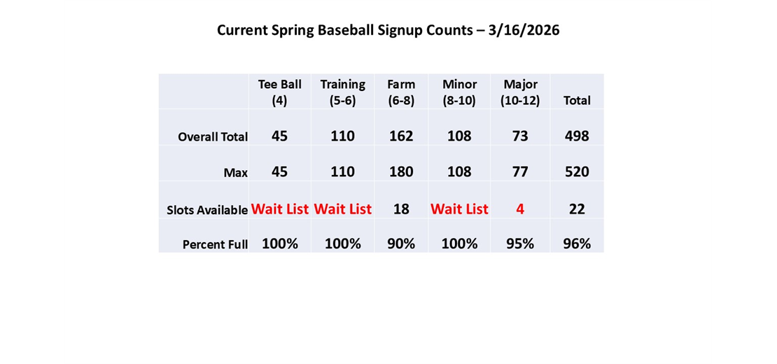 Spring Baseball Counts
