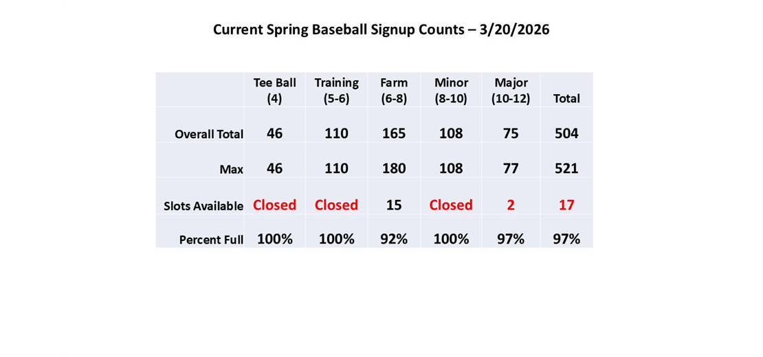 Spring Baseball Counts
