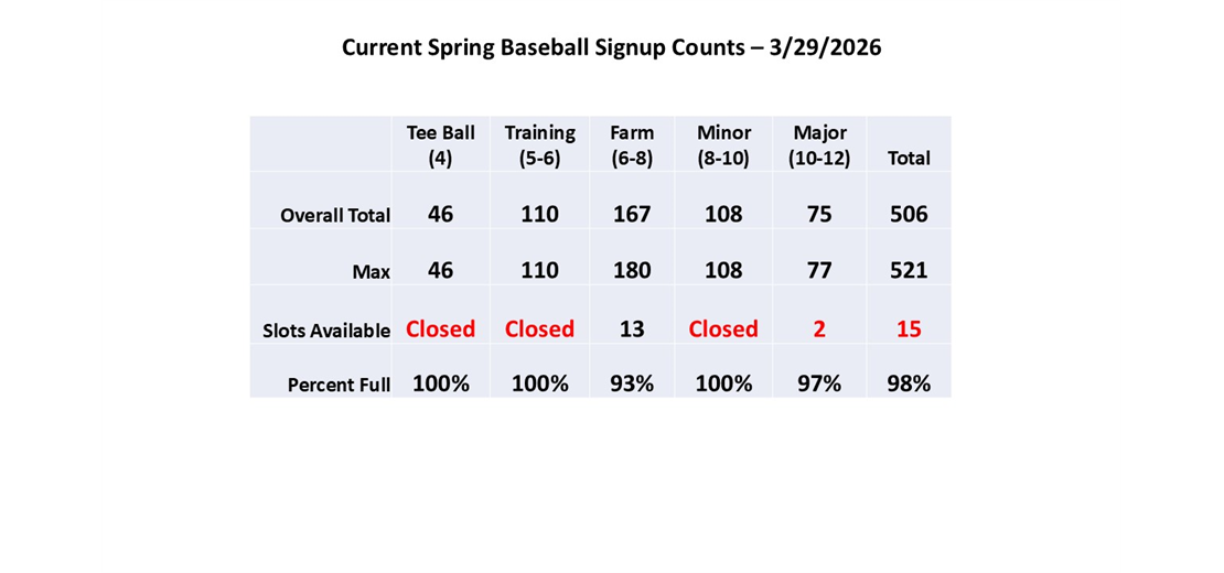 Spring Baseball Counts