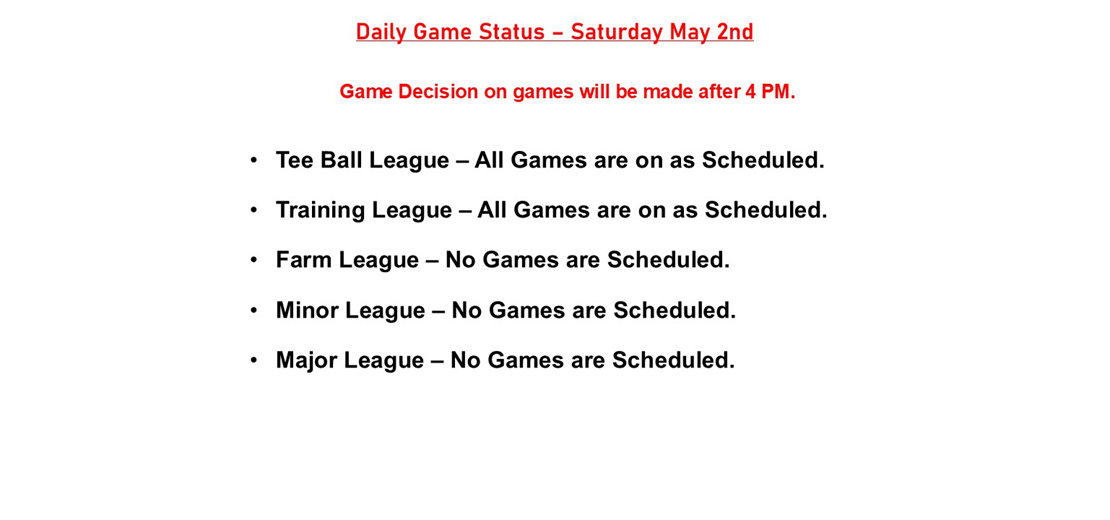 Daily Game Status