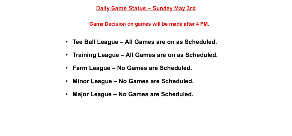 Daily Game Status