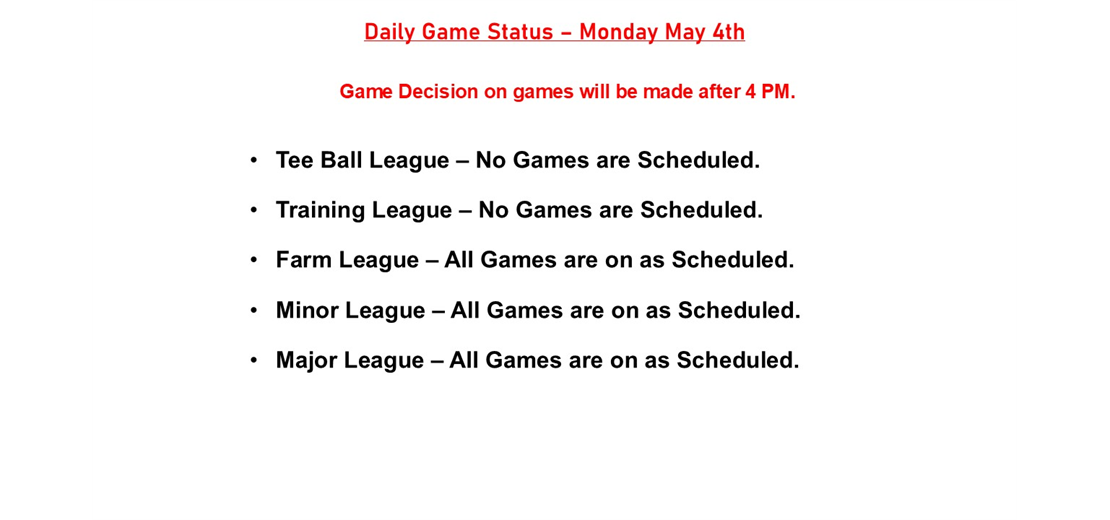 Daily Game Status
