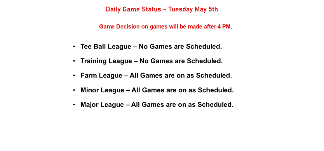 Daily Game Status