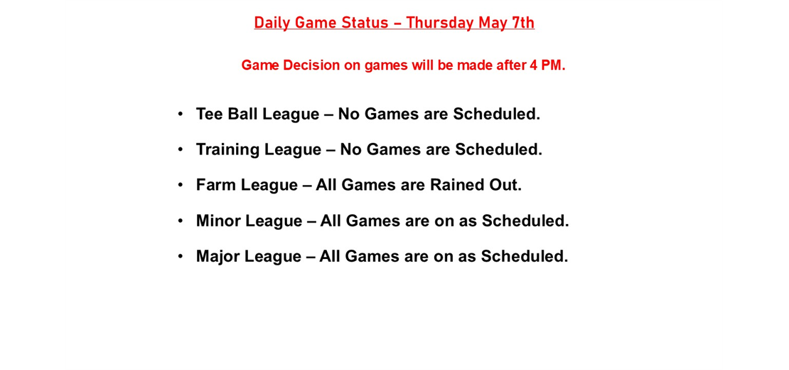 Daily Game Status