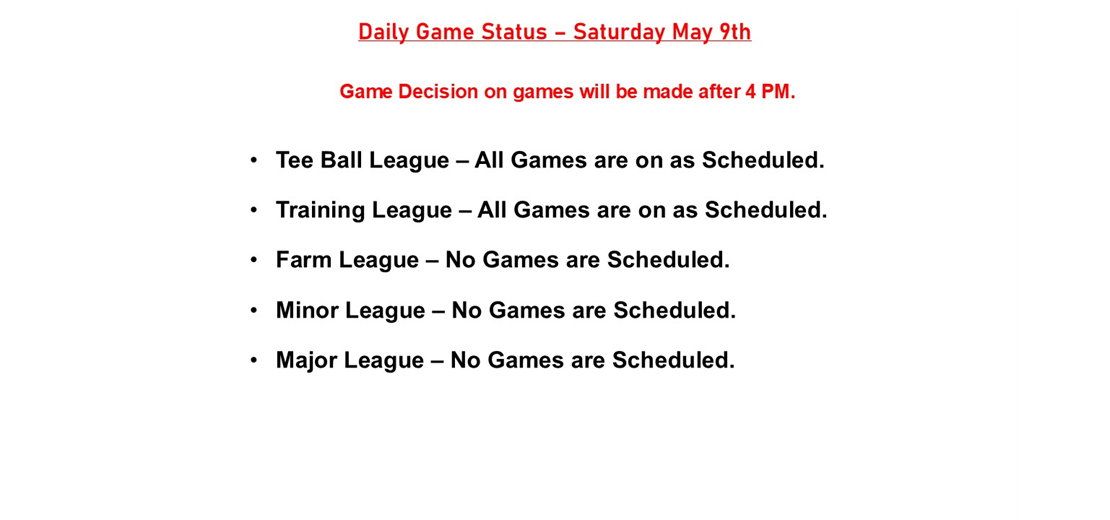 Daily Game Status