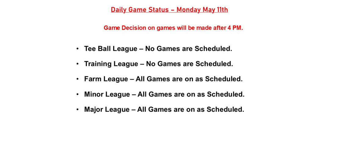 Daily Game Status