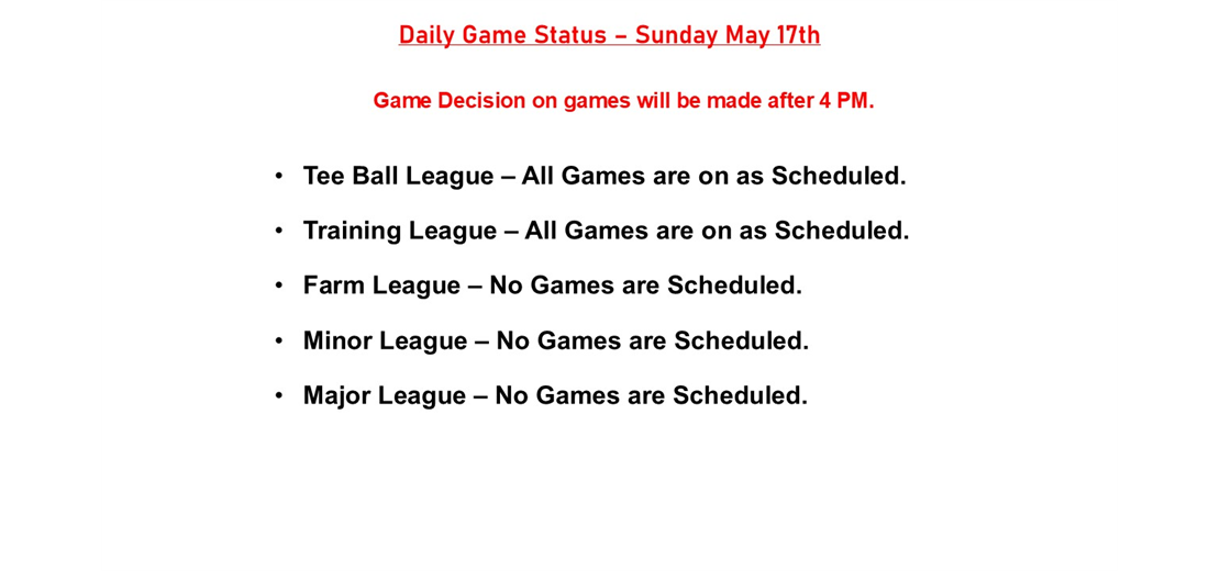 Daily Game Status