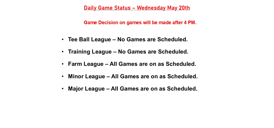 Daily Game Status