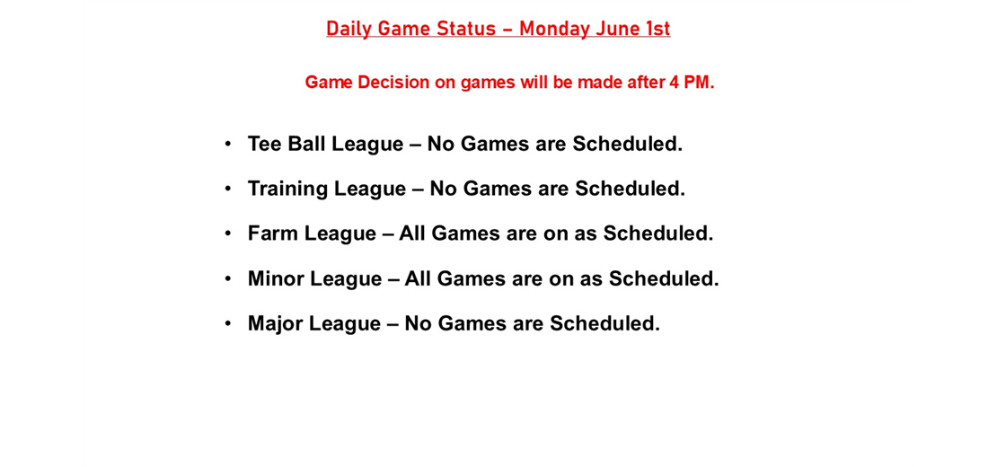 Daily Game Status
