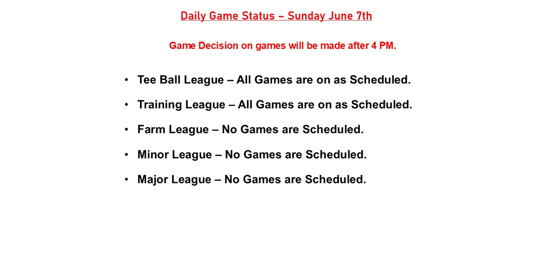 Daily Game Status